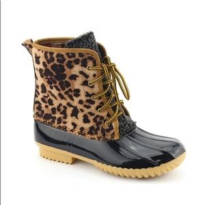Leopard Print Duck Boots